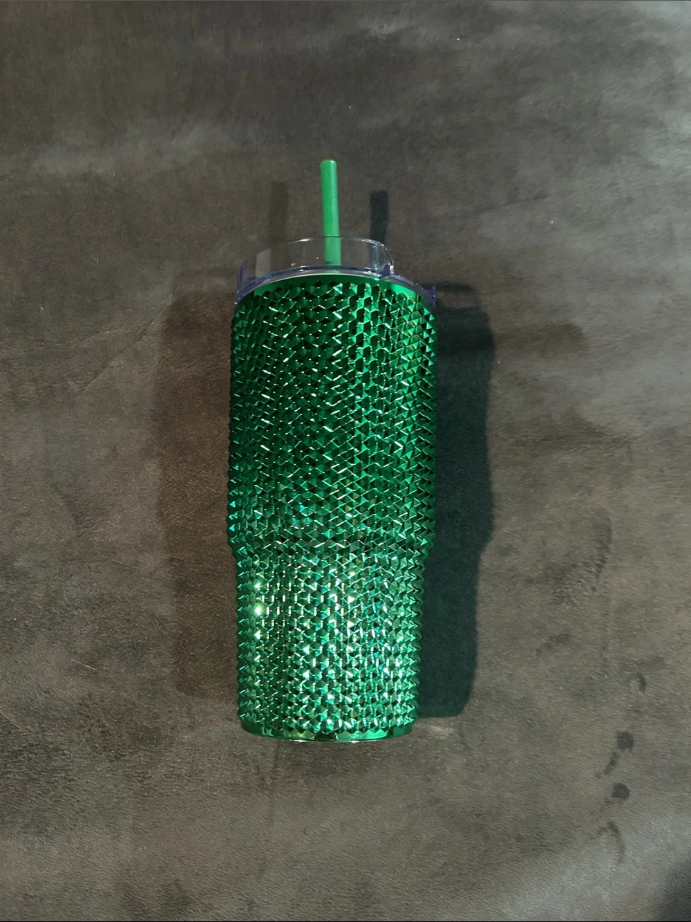 Green Rhinestone Tumbler with Straw NWOT